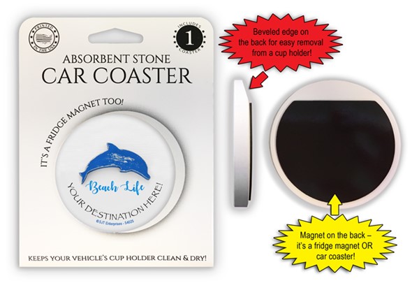 Beach Car Coasters w/magnet