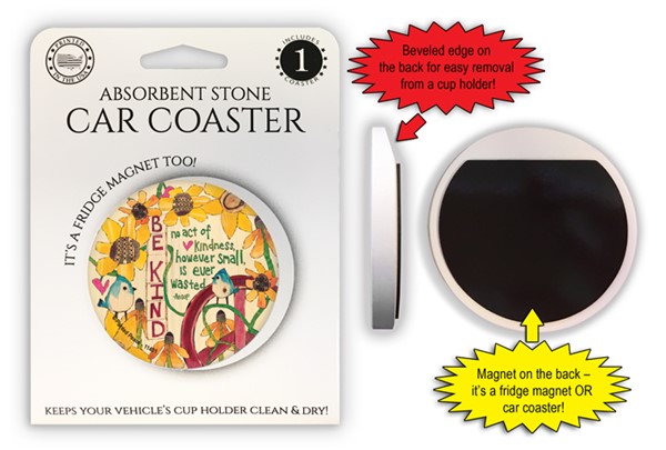 Painted Peace Car Coasters with Magnet