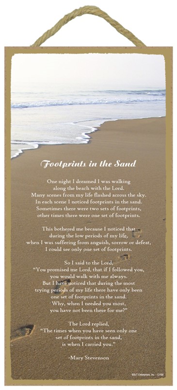 Footprints in the Sand poem 5" x 10" wood plaque, sign - Simple Signs 13168