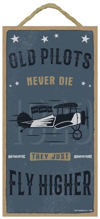 Old pilots never die they just fly higher  5" x 10" wood plaque, sign - Sim... 13846