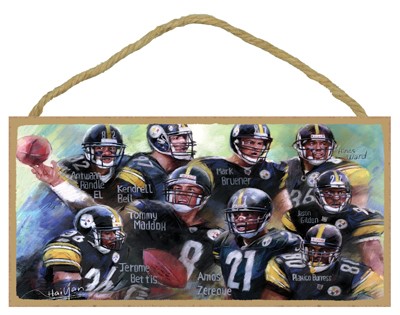 Pittsburgh Steelers (9) Players Montage Wood Sign 14072
