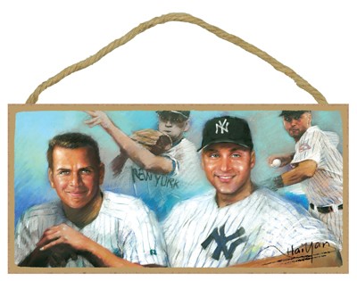 Alex Rodriguez & Derek Jeter (NY Yankees) 5" x 10" wood plaque, sign 14074
