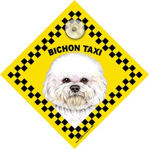 1 - Taxi Auto Attitudes Car Signs with suction cups -  Bichon Taxi 68602