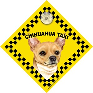 1 - Taxi Auto Attitudes Car Signs with suction cups -  Chihuahua Taxi (tan) 68607