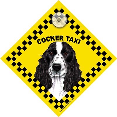 1 - Taxi Auto Attitudes Car Signs with suction cups -  Cocker Spaniel Taxi … 68645