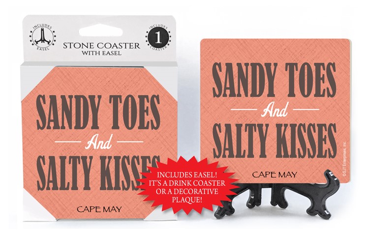 Sandy toes and salty kisses beach theme absorbent stone coaster 1-pack with… 04624