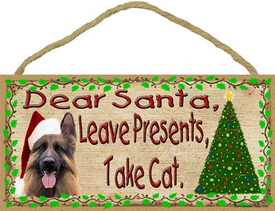 Dear Santa Take Cat Ã¥Ã German Shepherd 5" x 10" wood plaque, sign - Featu… 91493