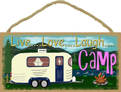 live Love laugh Camp - mountain 5" x 10" wood plaque, sign - Features the a… 91519