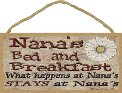 Nana's bed and breakfast, what happens at 5" x 10" wood plaque, sign - Feat… 91556