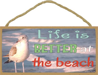 Life is better at the beach (seagull) 5" x 10" wood plaque, sign - Features… 91826