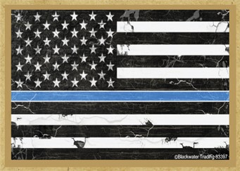 Blue Line Flag (black) wood fridge magnets from Blackwater Trading - measur… 83397