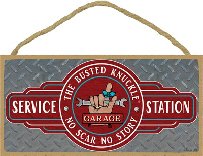 Busted Knuckle Garage - Service Station 5" x 10" wood plaque, sign 19708