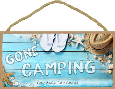 Gone Camping - Beach Themed Camping Wood Sign 13774