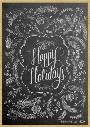 Happy Holidays 2.5" x 3.5" wood magnets featuring the artwork of Lily & Val 15029