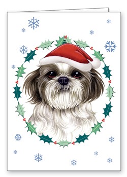 Shih Tzu (puppy cut / short hair cut) Seasonal 5" x 7" Greeting Card 18865