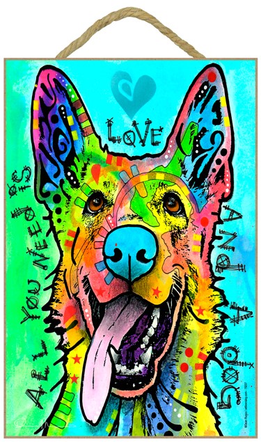 German Shepherd - All you need is love and a dog 7" x 10.5" wood plaques/si… 78207