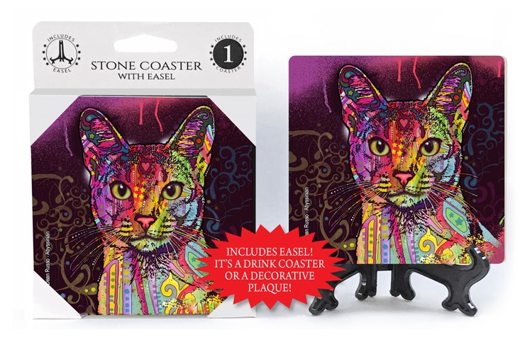 Cat - Abyssinian Absorbent stone coaster 1-pack with easel 78421