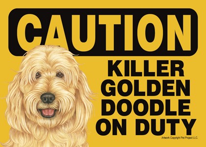 Caution - Goldendoodle - Killer Goldendoodle on duty Express Yourself Sign.… 59390