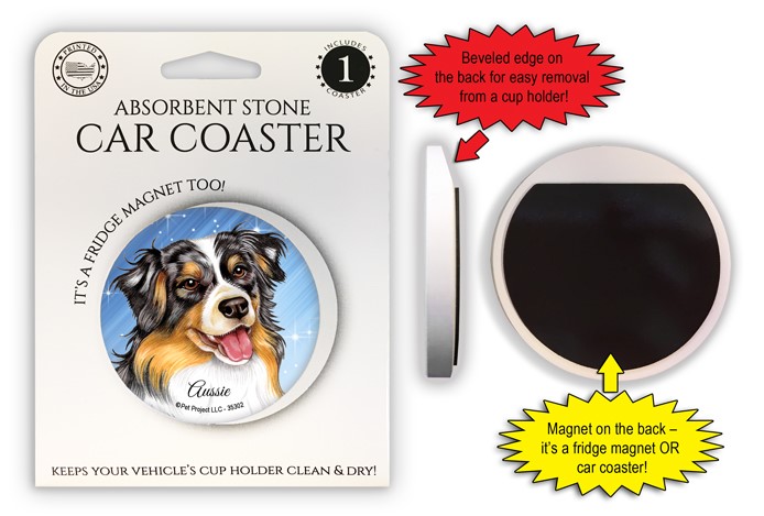 Australian Shepherd / Aussie 2.6" absorbent stone car coaster - it's a frid… 35302