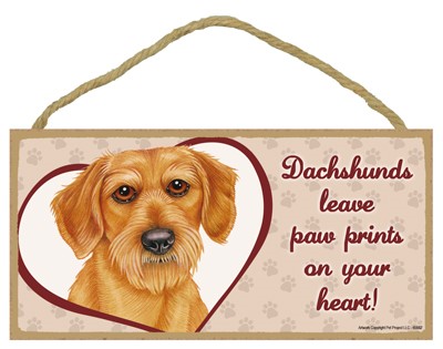 Paw Prints On Your Heart Wood Plaque Signs - Dachshund (Wire Haired) 65682
