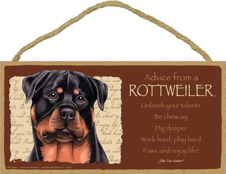 Advice from a  Rottweiler 5" x 10" MDF wood plaque / sign licensed from You… 67559