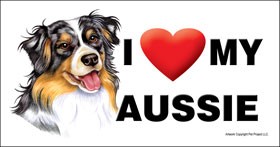 Australian Shepherd / Aussie ... I (heart) my - 4" x 8" car magnet - water … 61040