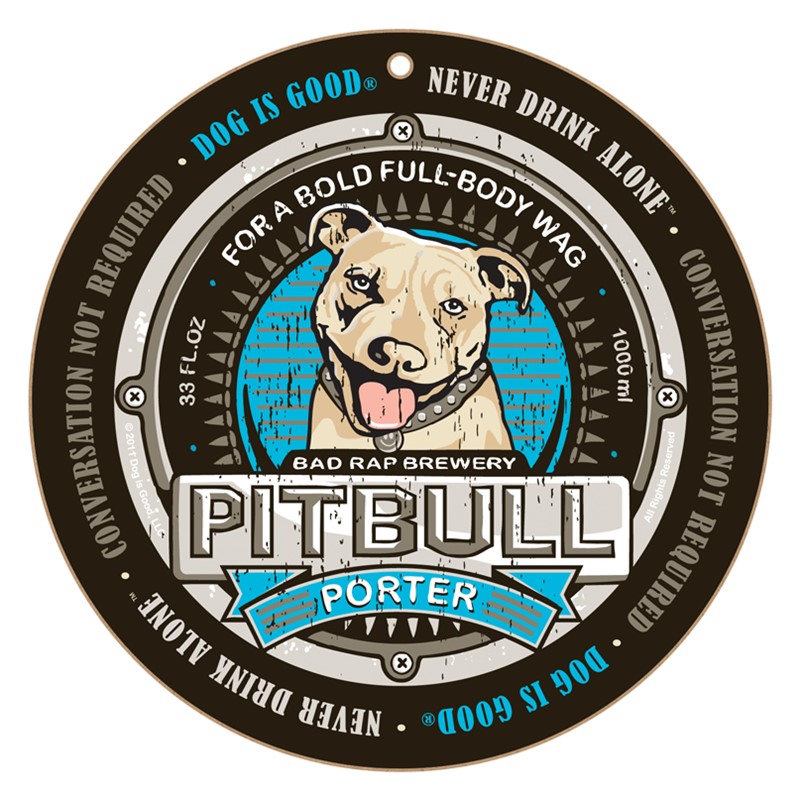 Pitbull Porter  dog beer label NEW 10" round wood plaque, sign featuring th… 16910