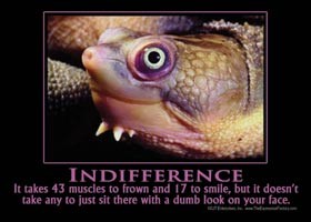 INDIFFERENCE - It takes 43 muscles to frown and 17 to smile, but it doesn't… 69068