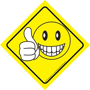 1 - Smiley face giving a "thumbs up", no wording. Auto Attitudes Car Signs … 23069
