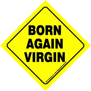 Born again virgin Auto Attitudes Car Signs with suction cup 23255