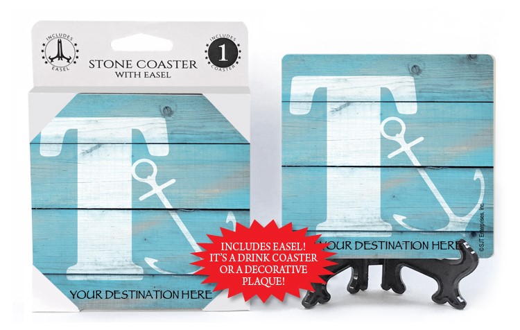 Initial  Nautical  Themed Coasters - "T"   absorbent stone coaster 1-pack w... 71581
