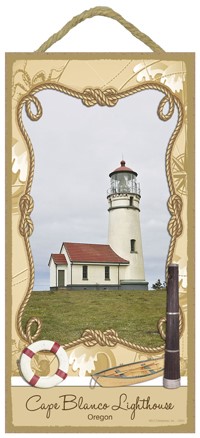 Cape Blanco Lighthouse - Oregon 5" x 10" wood plaque. 13231