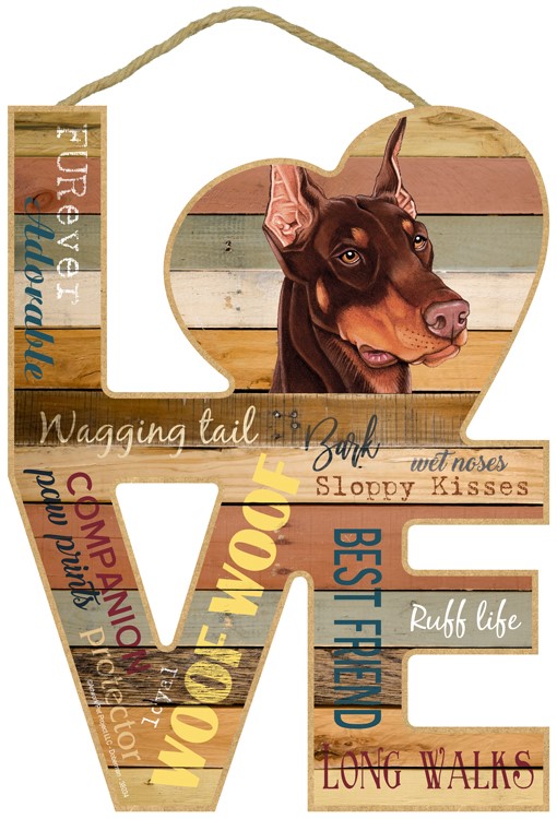 Doberman (Brown) LOVE 8" x 11" wood plaques/signs featuring the artwork by … 38034