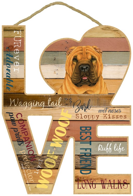 Shar Pei LOVE 8" x 11" wood plaques/signs featuring the artwork by Tomoyo P… 38063