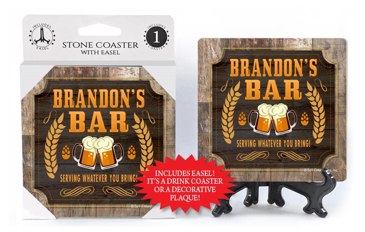 Brandon - Personalized Bar coaster - 1-pack with easel 24014