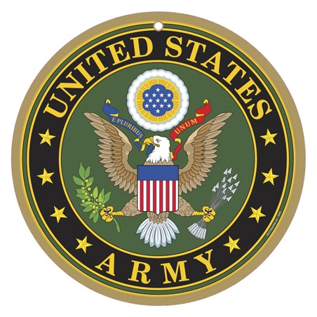 Military Army Logo on Round Wood Plaque Sign 15415