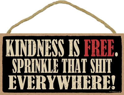 Kindness is free. Sprinkle that shit everywhere!  5" x 10" primitive wood p… 94910