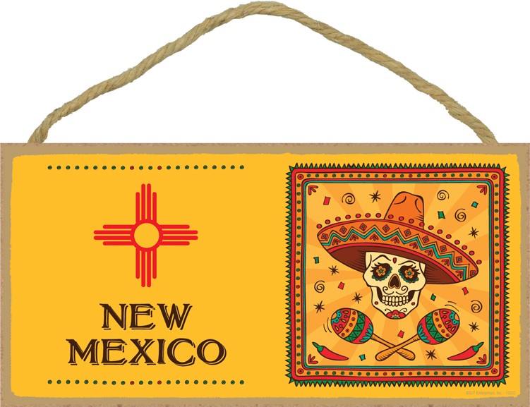 New Mexico flag with day of the dead image with maracas Southwest design 5"... 13322