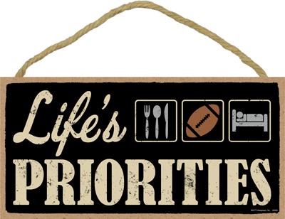 Life's priorities (football) 5" x 10" primitive wood plaque, sign wholesale… 94494