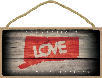 CONNECTICUT - State Outline with "Love" and State Motto 5" x 10" primitive … 13540