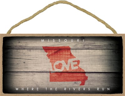 MISSOURI - State Outline with "Love" and State Motto 5" x 10" primitive woo… 13558