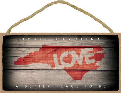 NORTH CAROLINA - State Outline with "Love" and State Motto 5" x 10" primiti… 13566