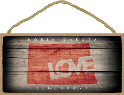 NORTH DAKOTA - State Outline with "Love" and State Motto 5" x 10" primitive… 13567