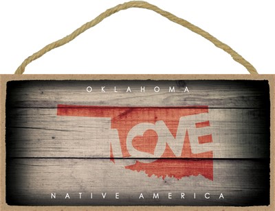 OKLAHOMA - State Outline with "Love" and State Motto 5" x 10" primitive woo… 13569