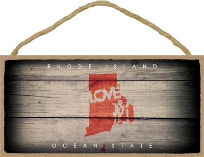 RHODE ISLAND - State Outline with "Love" and State Motto 5" x 10" primitive… 13572