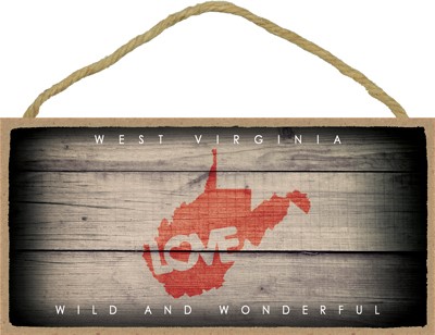 WEST VIRGINIA - State Outline with "Love" and State Motto 5" x 10" primitiv… 13581
