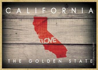 CALIFORNIA - State Outline with "Love" and State Motto 2.5" X 3.5" primitiv… 09267