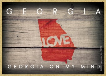 GEORGIA - State Outline with "Love" and State Motto 2.5" X 3.5" primitive w… 09272