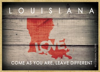 LOUISIANA - State Outline with "Love" and State Motto 2.5" X 3.5" primitive… 09280