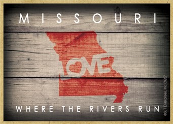 MISSOURI - State Outline with "Love" and State Motto 2.5" X 3.5" primitive … 09287